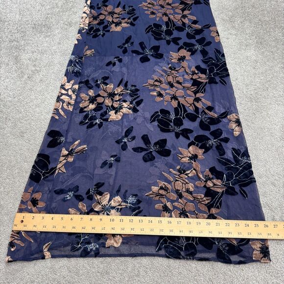 Mod Ref Floral Halter Maxi Tank Dress Womens Small Navy Velvet Burnout Bohemian - Picture 11 of 14